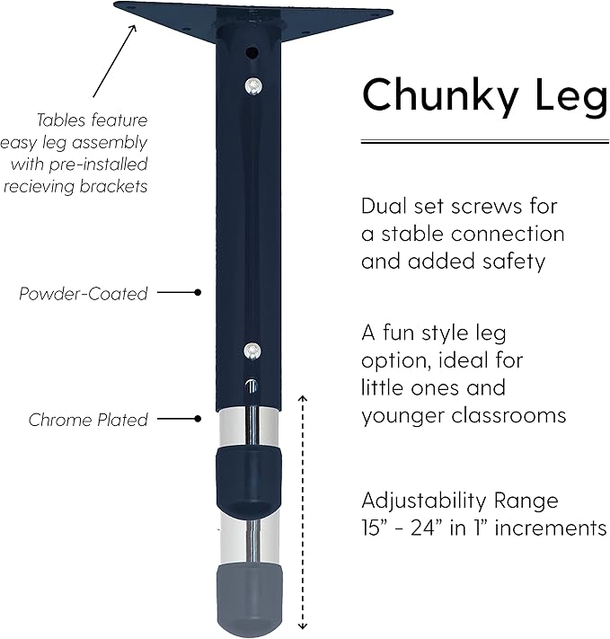 FDP Rectangle Activity School and Classroom Kids Table (30 x 60 inch), Toddler Legs, Adjustable Height 15-24 inches - Maple Top and Navy Edge-Ruum Studio Home