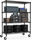 Industrial Metal 4 Tier Shelving for Garage, Pantry, Warehouse, Basement Utility Room, Storage Rack Metal Shelving Unit, Shelf Organizer, Black 23.6" D x 53.2" W x 73.6" H-Ruum Studio Home