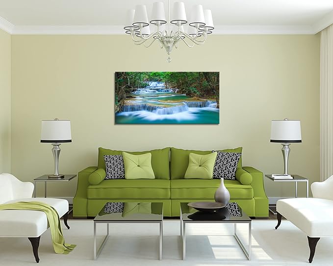 DZL Art S75275 Canvas Prints Wall Art Forest Waterfall Landscape Forest Scenery Painting Nature Wilderness Photography for Living Room Bedroom Bathroom Home Office Decor-Ruum Studio Home