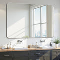 Bathroom Mirror 55" x 36", Large Rectangle Wall Mirror, Silver Metal Frame Wall Mounted Mirrors for Bathroom, Vanity, Bedroom, Entryway Decor(Horizontal/Vertical)-Ruum Studio Home