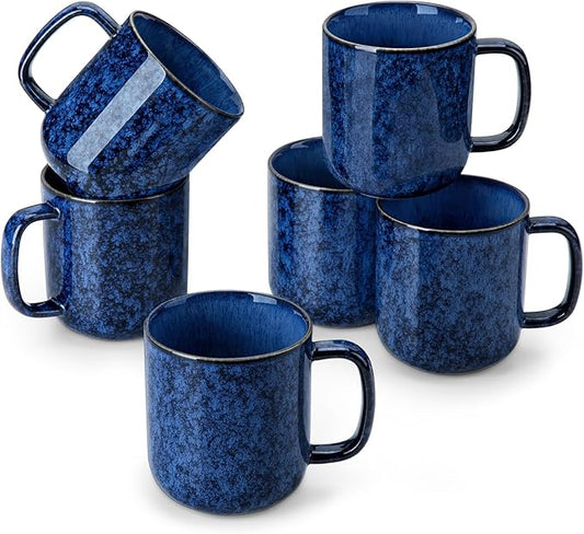 vancasso STARRY Coffee Mugs Set, 16 oz Ceramic Coffee Cups for Americano Hot Tea Iced Coffee Cold Brew Cocoa Milk Stoneware Mugs Set of 6, Dishwasher & Microwave Safe, Blue-Ruum Studio Home