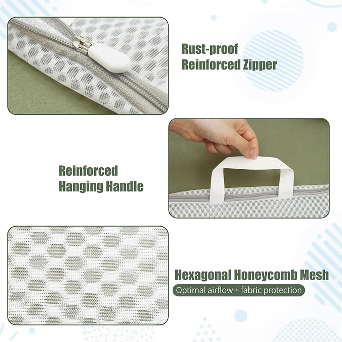 GWT 4Pcs 3D Mesh Laundry Bags with Hanging Handles (S/M/L/XL) - Durable Zippered Wash Bags for Delicates, Shoes & Bulk Clothes - Space-Saving Foldable Design-Ruum Studio Home