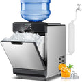 Nugget Ice Maker Countertop, 80Lbs/24H with 20LBS Ice Basket - Dual Water Inlet (Tap/Bottle), Self-Cleaning Stainless Steel Pellet Ice Machine, Chewable Ice Dispenser for Home, Kitchen, Office-Ruum Studio Home