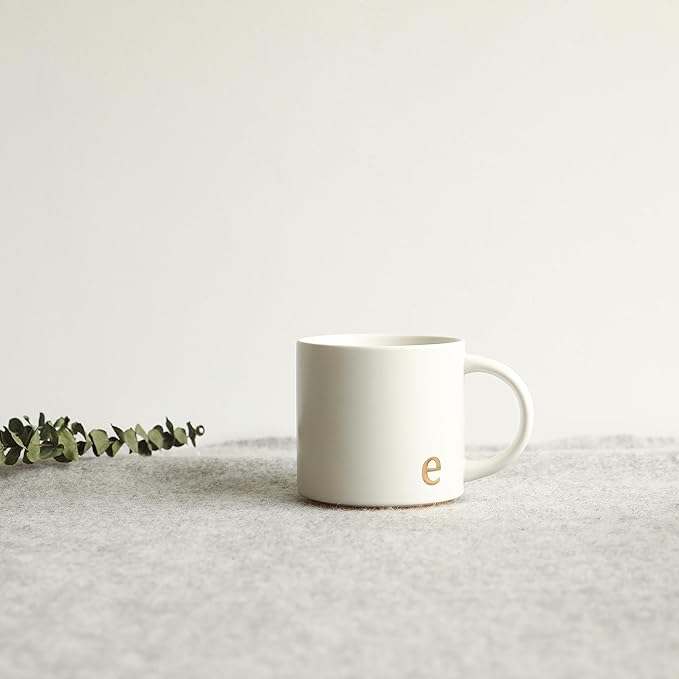 COLLECTIVE HOME - Monogram Ceramic Mugs, 15 oz Golden Initial Coffee Cups, Elegant Alphabet Tea Mugs, Elegant Personalized Mug with Gift Box, Luxurious Cups for Office and Home (e)-Ruum Studio Home