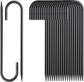 Rebar Stakes 16 Inch 20 Pack J Hook Ground Stakes Heavy Duty Tent Stakes Chain Link Fence Stakes with Chisel Point End Galvanized Steel Ground Anchors Metal Spikes Black Coated-Ruum Studio Home