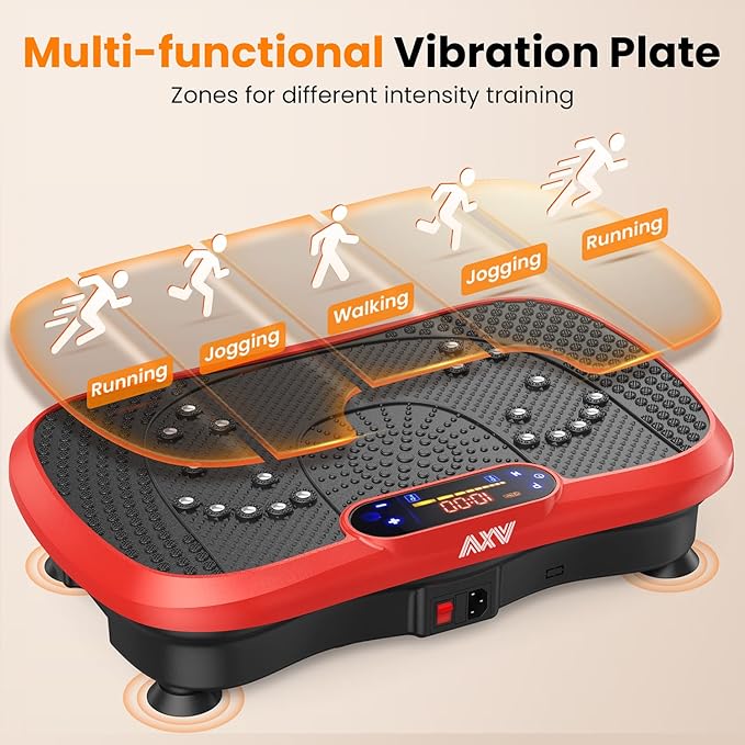 AXV Vibration Plate Fitness Platform Exercise Machine Vibrating Lymphatic Drainage Shaking Full Body Shaker Workout Vibrate Stand Shake Board Sport Gym for Weight Loss Fat Burner for Women Men-Ruum Studio Home