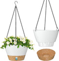ZMTECH 8 Inch Hanging Planters for Indoor Plants, Hanging Baskets for Plants Outdoor with Visible Water Level, Hanging Flower Pots with Drainage Holes & Removable Tray(2 Pack, White)-Ruum Studio Home