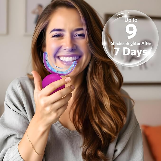 BESTEK Teeth Whitening Kit – 32X LED Light, 10-Min Fast Whitening, 4 Tubes of 35% Carbamide Peroxide Gel, Removes Coffee, Wine & Tobacco Stains - Red-Ruum Studio Home