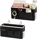 Bedside Storage Caddy/Bedside Hanging Storage Bag for Headboards Bunk Beds Dorm Rooms Book Phone Magazine Holder (2PC Black)-Ruum Studio Home