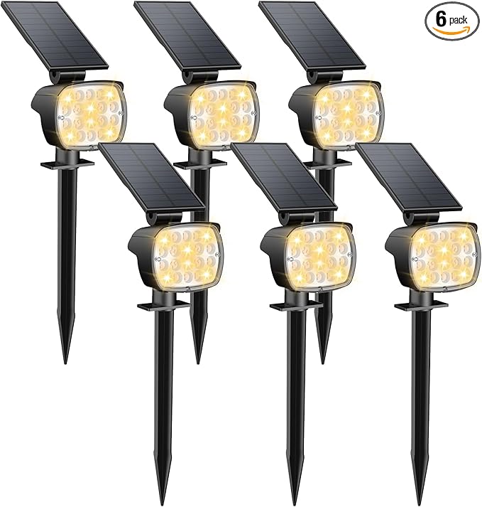 Kaxiida Solar Lights Outdoor Waterproof - 2025 Upgrade 3 Level Ultra Bright Spot Lights Uplights, LED Landscape Spotlight for Tree, Pathway, Wall, Adjustable Solar Panel Auto On/Off-Ruum Studio Home