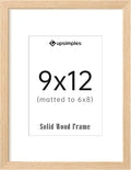 upsimples 9x12 Frame, Natural Solid Wooden Picture Frames, Display 6x8 with Mat or 9 x 12 Without Mat, Wall or Tabletop, 1 Pack, Natural-Ruum Studio Home