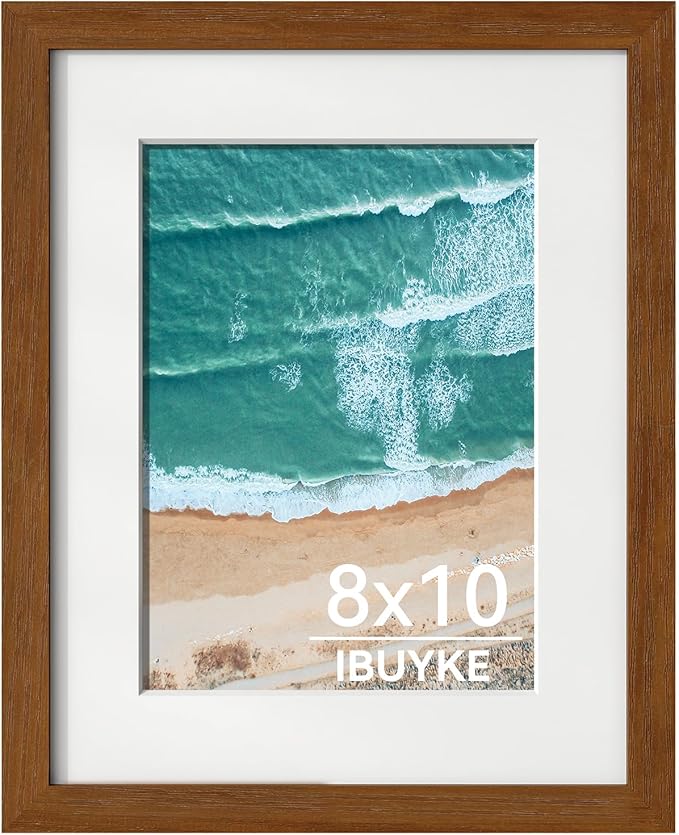 IBUYKE 8x10 Picture Frame,Solid Oak Wood 8x10 Photo Frame with Mat to 5x7,10x8 Picture Frames With Tempered Glass,Tabletop or Wall Mount Display,Home Decor,Walnut Oak 8 x 10 Frame,UWPF0810H-Ruum Studio Home