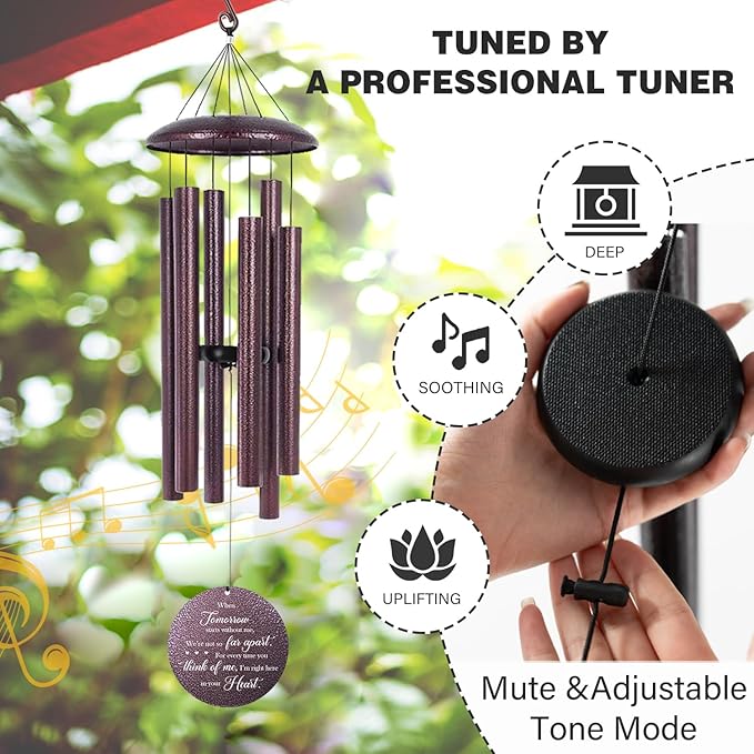 ASTARIN 36" Large Deep Tone Personalized Sympathy Wind Chimes, Memorial Wind Chime for Loss of Mother Father Loved One, Tree of Life Bereavement Gifts Decor Outdoor Patio Garden-Ruum Studio Home