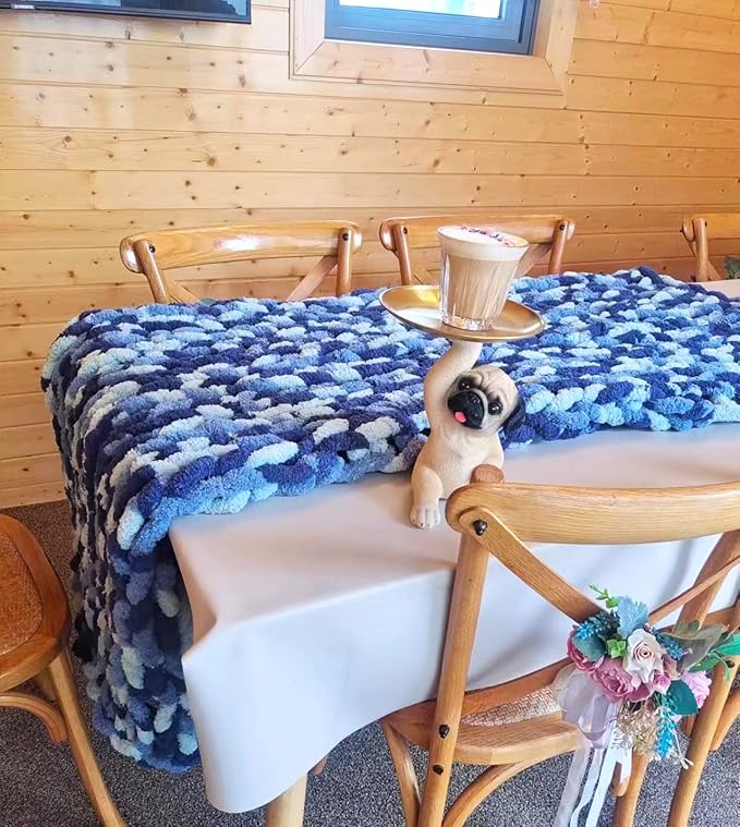 DDL&HEXI Chunky Chenille Blanket 100% Hand Knit with Jumbo Chenille Yarn (50"x60") Super Soft Large Throw Bed Blanket for Couch, Sofa, Home Decor - Machine Washable (03)-Ruum Studio Home