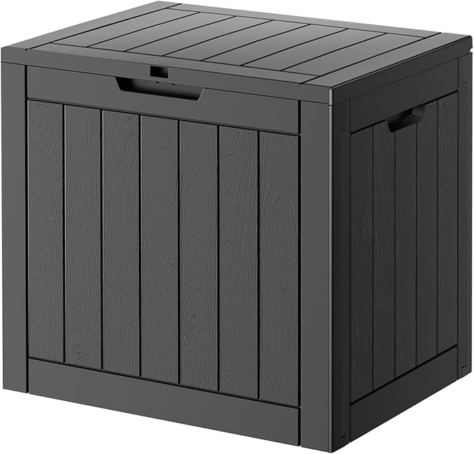 32 Gallon Deck Box Lockable Resin Indoor Outdoor Storage Box waterproof Outdoor Container for Patio Furniture, Pool Accessories, Cushions, Garden Tools, Sports Equipment-Ruum Studio Home