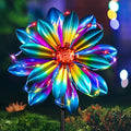 Flower Solar Wind Spinners- Metal Colorful Spinning Windmill Garden Ligths with LED Outdoor Decorative Stake Lighting Waterproof Flower Sculpture for Patio Yard-Ruum Studio Home