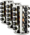 Kamenstein 20 Jar Revolving Countertop Spice Rack with Spices Included, FREE Spice Refills for 5 Years, Polished Stainless Steel with Black Caps, 30020 (Pack of 3)-Ruum Studio Home