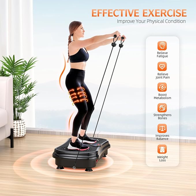 Vibration Plate Exercise Machine Weight Loss, Full Body Vibration Plate for Lymphatic Drainage, 180 Adjustable Speeds Vibrating Plate 400 Lbs Capacity Fitness Platform for Women Men-Ruum Studio Home