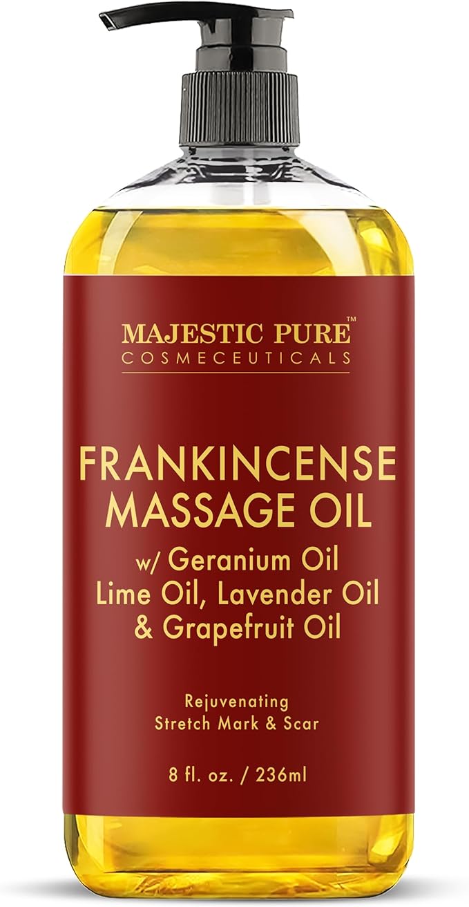 MAJESTIC PURE Frankincense Scar and Stretch Massage Oil for Massage Therapy - Refreshing, and Relaxing - Natural Oils with Frankincense Essential Oil - for All Skin Types - Men and Women - 8 fl oz-Ruum Studio Home
