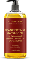 MAJESTIC PURE Frankincense Scar and Stretch Massage Oil for Massage Therapy - Refreshing, and Relaxing - Natural Oils with Frankincense Essential Oil - for All Skin Types - Men and Women - 8 fl oz-Ruum Studio Home