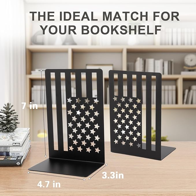 Metal Bookends for Bookshelves and Magazines - Strong Heavy Duty Book Dividers for Home, Office and School-Ruum Studio Home