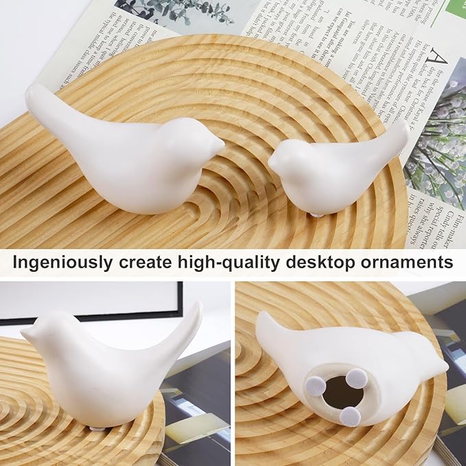 Notakia Small White Birds Statues Home Decor Modern Style Decorative Ornaments for Living Room, Bedroom, Office Desktop, Cabinets (2Pcs White Birds)-Ruum Studio Home