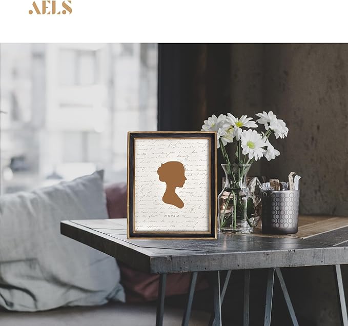 AELS 8x10 Inch Vintage Picture Frame, Elegant Antique Photo Frames with Glass Front, Photo Display, Tabletop Wall Hanging, Gift Ideas, Black with Gold Trim-Ruum Studio Home