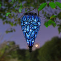SUNNYPARK Outdoor Plastic Solar Hanging Lantern, 15 Cool White LEDs Twinkle Effect Tear-Shaped Hanging Lantern Decor Garden Decorative Solar Lights for Backyard, Patio and Lawn-Ruum Studio Home