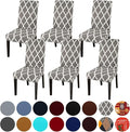 JQinHome Chair Covers for Dining Room 6 Pack, High Stretch Removable Washable Parsons Chair Slipcover for Home Party Hotel Wedding Ceremony (Grey White)-Ruum Studio Home