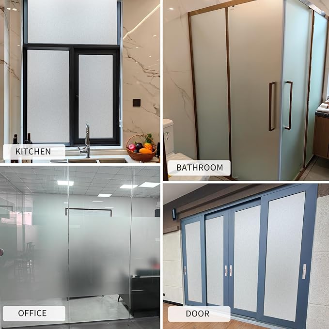 Window Privacy Film with Installation Tools, Static Cling, Anti UV, Heat Control, Ideal for Home Shower Office Glass Door (White Frosted, 17.5X118.1Inch)-Ruum Studio Home