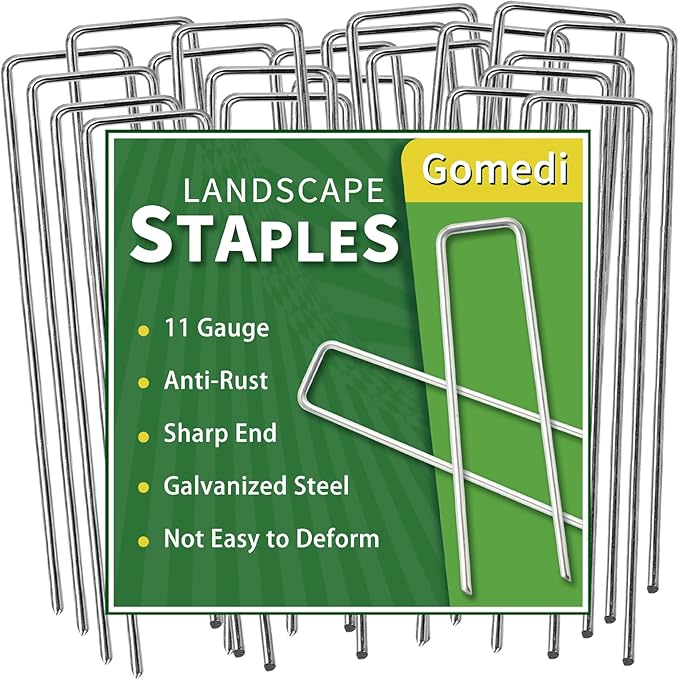 Landscape Staples Galvanized 12 Inch 60 Pcs, Metal Garden Stakes 1.6 Inch, Garden Staples for Weed Barrier Lawn 11 Gauge-Ruum Studio Home