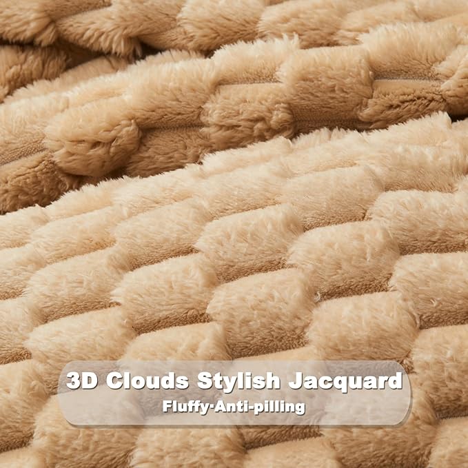 NEWCOSPLAY Super Soft Twin Blanket Brown Premium Silky Flannel Fleece 3D Clouds Stylish Jacquard Lightweight Bed Blanket All Season Use 350GSM (Brown, Twin(60"x80"))-Ruum Studio Home