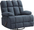 Oversized Recliner Chair, 360° Swivel Rocker Recliner for Big Man, Extra Wide Manual Recliner, Overstuffed Soft Rocking Sofa Chair, Overstuffed Soft Rocking Sofa Chair for Living Room(Grey)-Ruum Studio Home