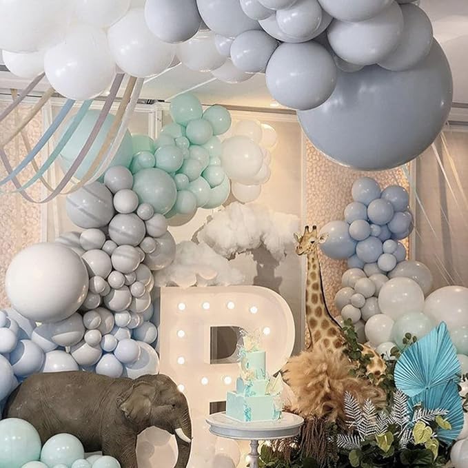130pcs Gray Balloons Different Sizes 18" 12" 10" 5" Pastel Gray Balloons for Boys Girls Birthday Baby Shower Gender Reveal Wedding Decorations-Ruum Studio Home