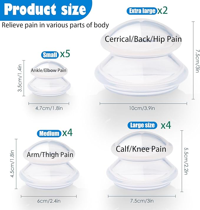 15pcs Cupping Therapy Set-Professional Silicone Cupping, Suitable for Facial Body Massage/Deep Myofascial Release/Pain Relief/Muscle Relaxation & More (Clear,15pcs)-Ruum Studio Home