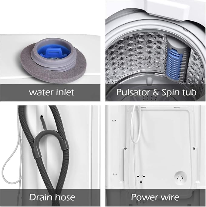 Giantex Portable Washing Machine, Full Automatic Washer and Dryer Combo, with Built-in Pump Drain 8 LBS Capacity Compact Laundry Washer Spin Dryer for Apartment RV Dorm-Ruum Studio Home