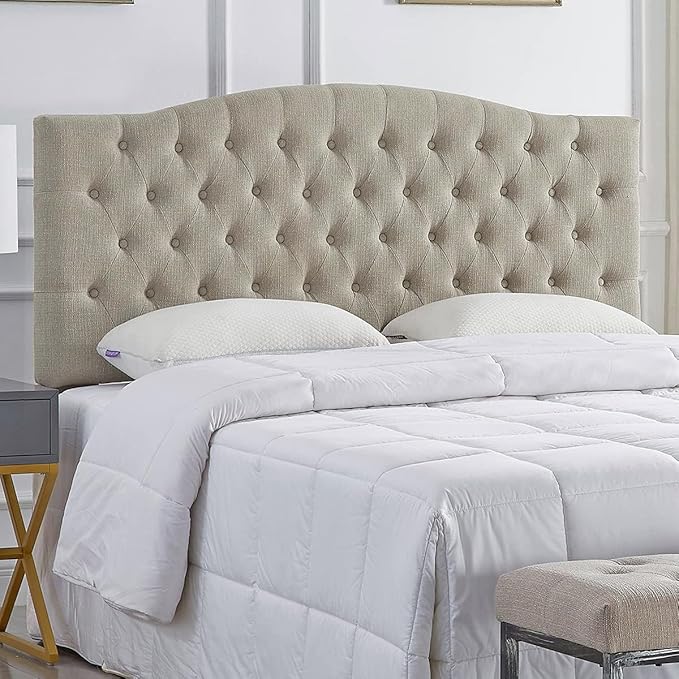 24KF Upholstered Tufted Button Linen Fabric Headboard,Comfortable Fashional Headboard Queen/Full Size,Linen-Ruum Studio Home