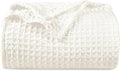 PHF Ultra Soft Waffle Weave Blanket Queen Size 90"x 90"- Washed Lightweight Breathable Cozy Woven Blanket for Bed - Aesthetic Decor for Couch Bedding Sofa Home Car - Coconut White-Ruum Studio Home