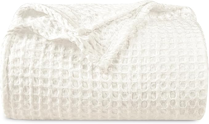 PHF Ultra Soft Waffle Weave Blanket Twin Size 66"x 90"- Washed Lightweight Breathable Cozy Woven Blanket for Bed - Aesthetic Decor for Couch Bedding Sofa Home Car - Coconut White-Ruum Studio Home