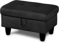 Ottoman Rectangular Storage Ottoman Bench, Flannel Footrest Stool Footstool with Lid for Living Room, Bedroom, Entryway, Black, 28.5"x19"x17.5"-Ruum Studio Home
