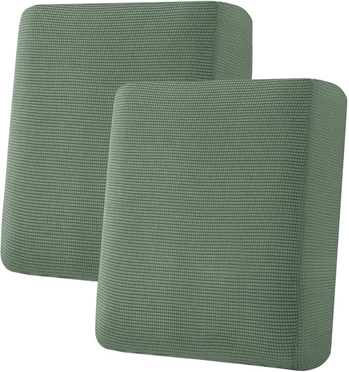 H.VERSAILTEX Super Stretch Individual Seat Cushion Covers Sofa Covers Couch Cushion Covers Slipcover Sets Thick Jacquard Textured Twill Fabric (2 Piece Medium Sofa Cushion Covers, Loden Frost)-Ruum Studio Home