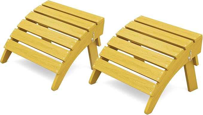 KINGYES Folding Adirondack Ottomans Set of 2 for Adirondack Chair, Yellow-Ruum Studio Home