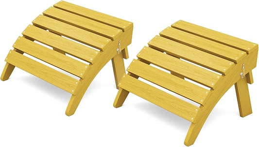 KINGYES Folding Adirondack Ottomans Set of 2 for Adirondack Chair, Yellow-Ruum Studio Home
