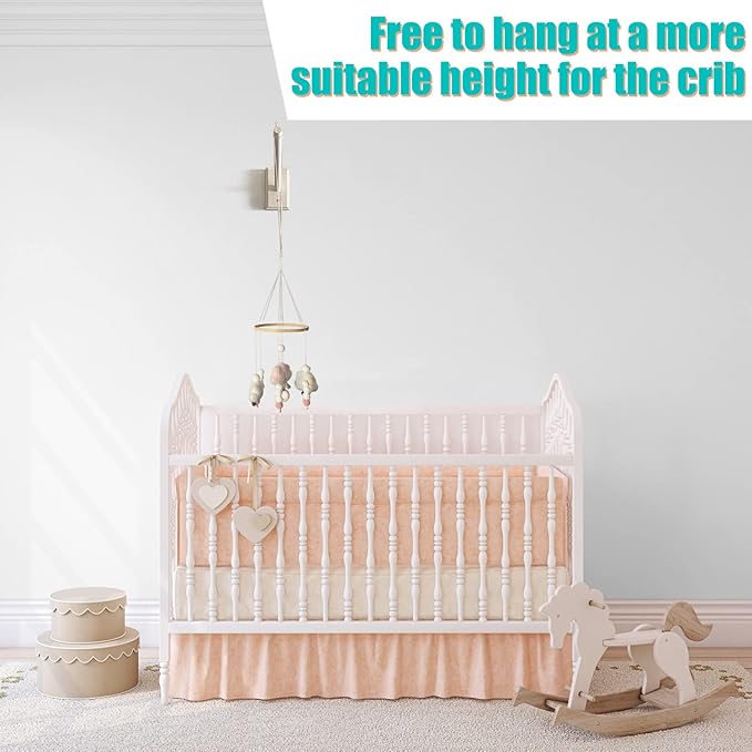 Crib Mobile Wooden Arm, Wall Mounted Suitable for All Cribs 100% Natural Larch Hanger Nusery Decor Baby Room Safe Holder(Mobile is not Included-Ruum Studio Home