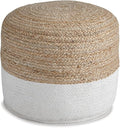 Signature Design by Ashley Sweed Valley Jute & Cotton Pouf, 19 x 19 Inches, Beige & White-Ruum Studio Home