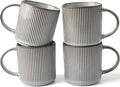 famiware Coffee Mug Set for 4, Star 12 oz Catering Mugs Cup Set with Handle for Coffee, Tea, Cocoa, Milk - Ceramic Stoneware Drinkware Set, Smoky Blue-Ruum Studio Home