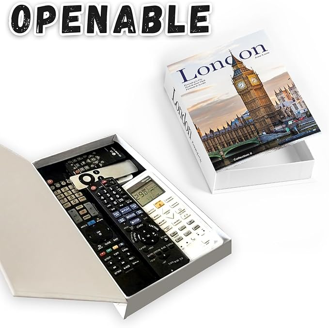 Decorative Storage Book Box – Hidden Storage for Remote Controls, Keys, and Small Items – Elegant Home Decor for Living Room, Bedroom, Coffee Table – Modern Style Faux Book Organizer (London)-Ruum Studio Home