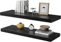 Large Floating Shelves for Wall Set of 2 Wooden Wall Shelves 30 in x 12.75 in x 2 in Room Decor Long Shelf with Invisible Wall Mount Bracket for Bedroom Kitchen Living Room Black Wood-Ruum Studio Home