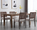 Kmax Farmhouse Dining Chairs Set of 6, Rustic Kitchen Chairs with Linen Fabric Seat and Woven Back, Vintage Accent Chairs for Dining Room, Living Room, Beige-Ruum Studio Home