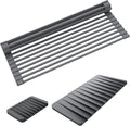 Kraus Roll Up Dish Drying Rack with Self-Draining Silicone Dish Drying Mat and Silicone Soap Dish Holder in Dark Grey, KDM-KRM-10DG-Ruum Studio Home